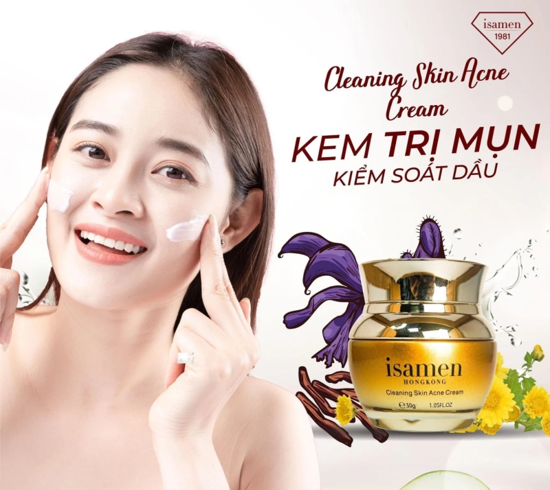 Kem hỗ trợ giảm mụn Isamen Cleaning Skin Acne Cream