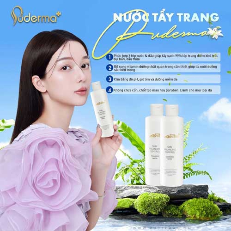 Nước tẩy trang puderma skin balancing control cleansing water