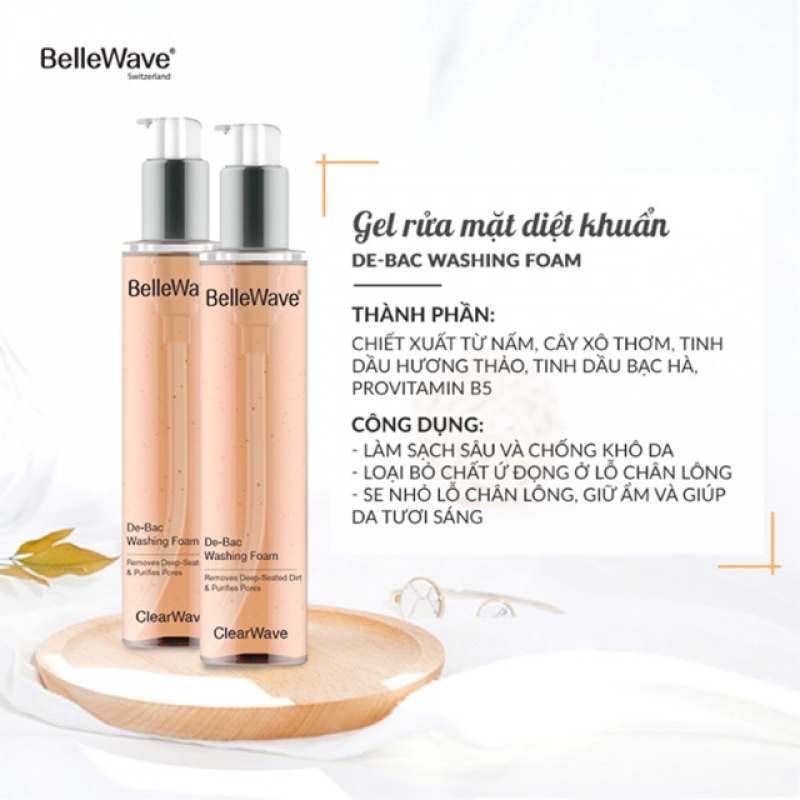 Gel rửa mặt trị mụn và điều tiết bã nhờn Bellewave de-bac washing foam