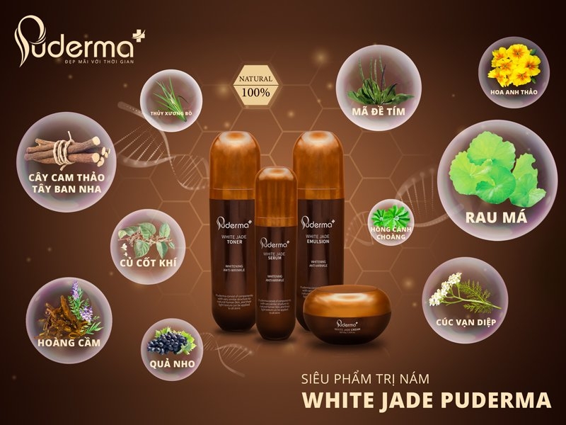 Nước hoa hồng hỗ trợ trị nám puderma white jade toner