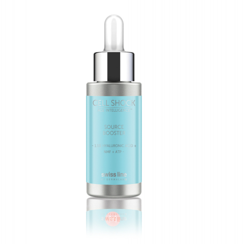 Tinh chất hyaluronic cấp nước chuyên sâu và làm đầy nếp nhăn Swissline cell shock source booster 1.5% hyaluronic acid + nmf + atp