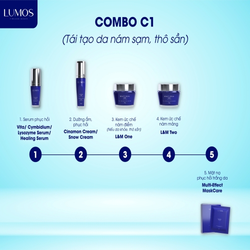 Combo C1 tái tạo da nám sạm và thô sần, làm chậm quá trình lão hóa da