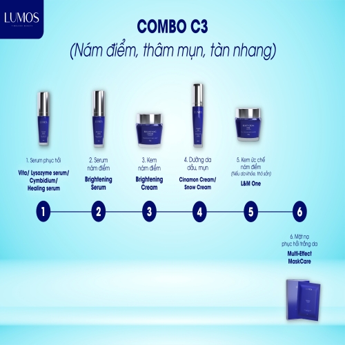  Combo khắc phục nám điểm, thâm mụn, tàn nhang, dưỡng ẩm C3