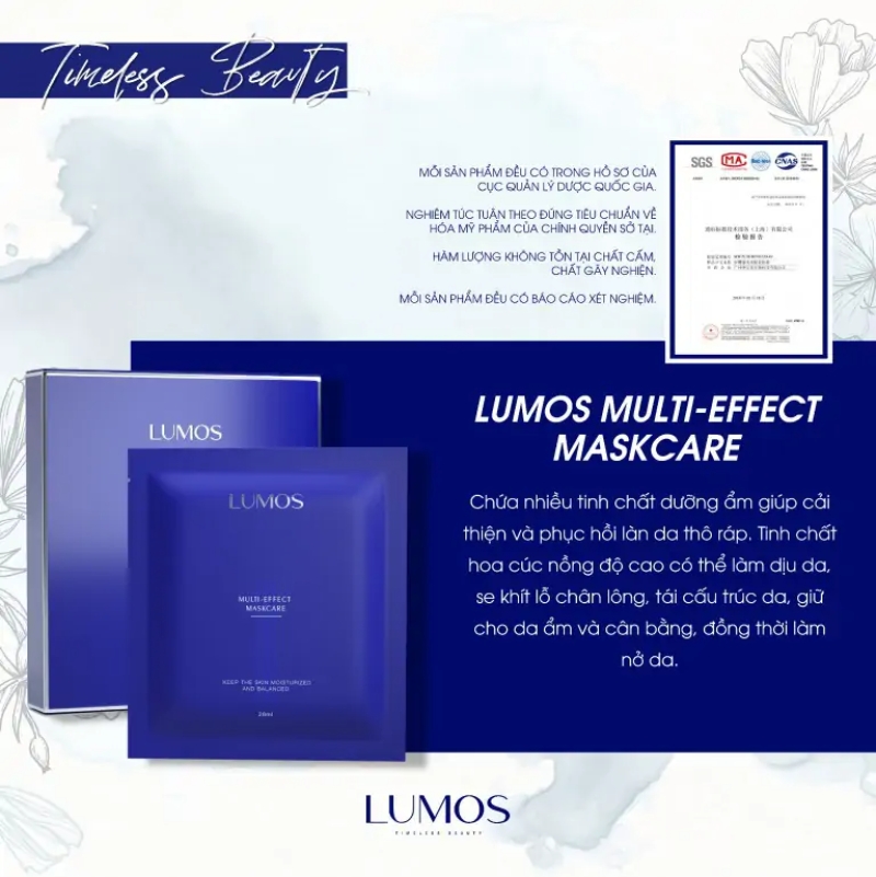 Lumos multi-effect maskcare - mặt nạ phục hồi và dưỡng trắng da