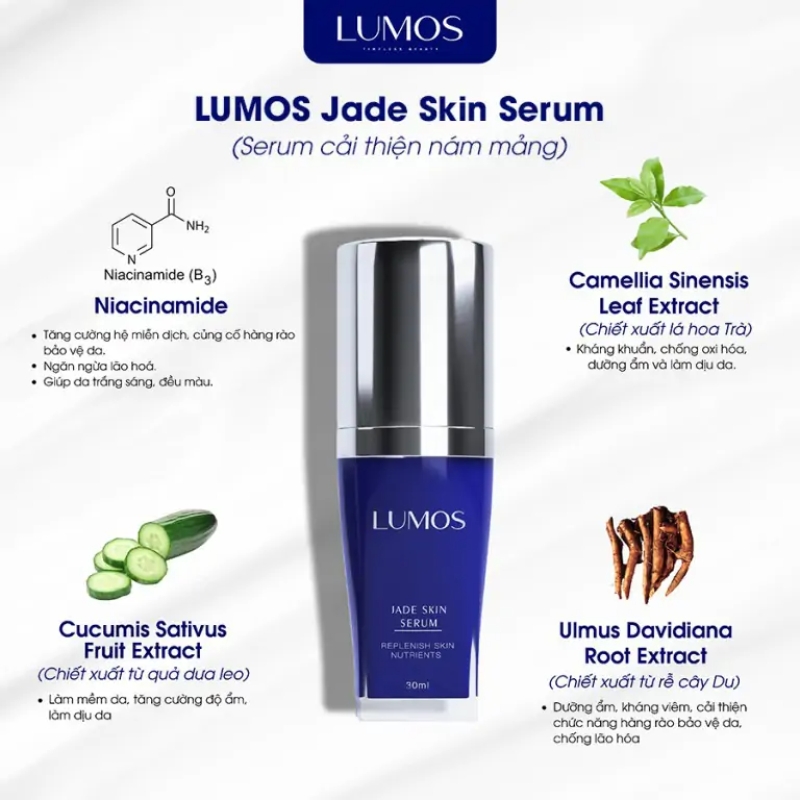 Lumos jade skin serum - serum giúp cải thiện làn da nám mảng