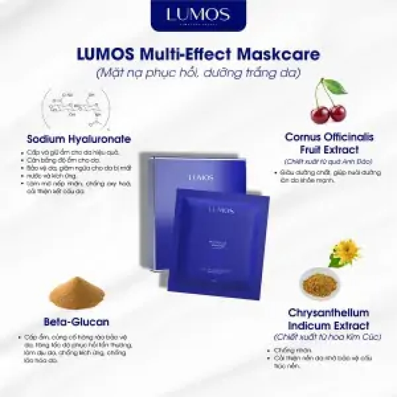 Lumos multi-effect maskcare - mặt nạ phục hồi và dưỡng trắng da