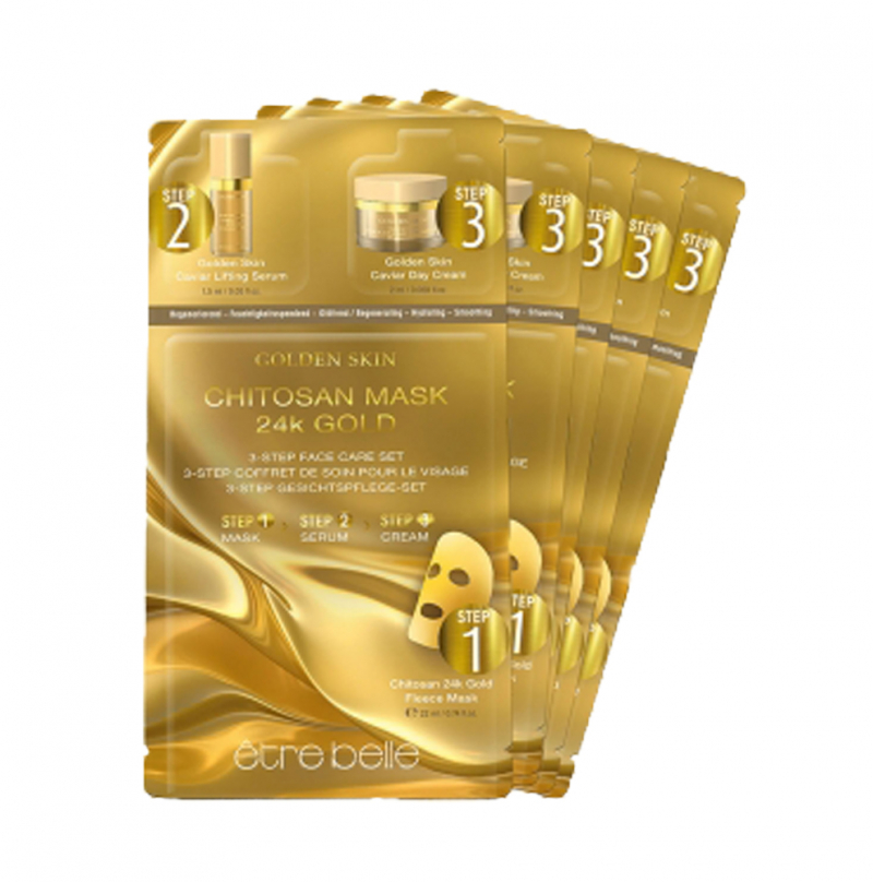 Mặt nạ vàng 24K chống lão hóa da đột phá Etre belle golden skin chitosan mask 24k gold