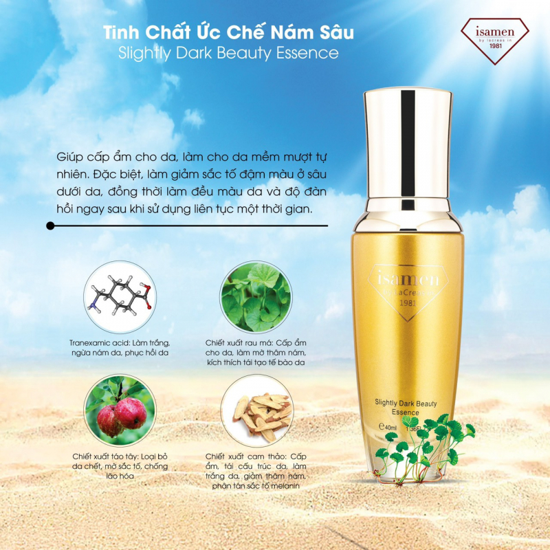 Tinh chất làm mờ nám chân đinh Isamen Slightly Dark Beauty Essence