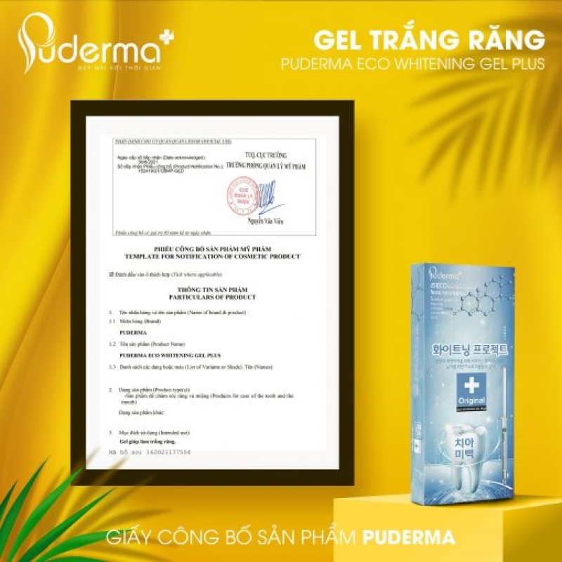 Gel trắng răng puderma eco whitening gel plus