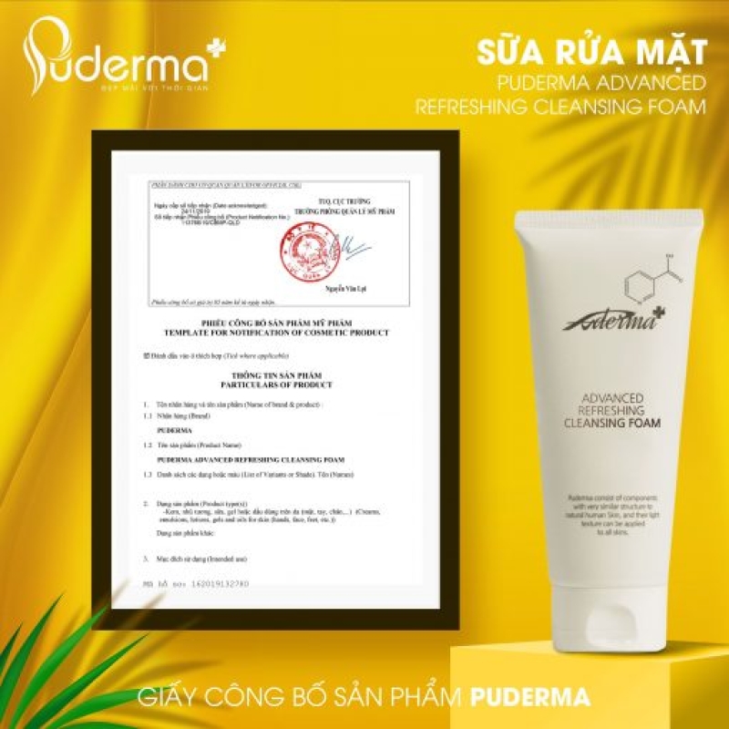 Sữa rửa mặt puderma advanced refreshing cleansing foam 120ml